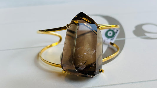 Smokey Quartz Brass Bangle
