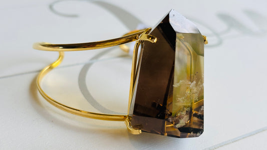 Smokey Quartz Brass Bangle
